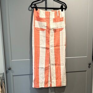 Anthropologie Colette linen Orange and White Skirt